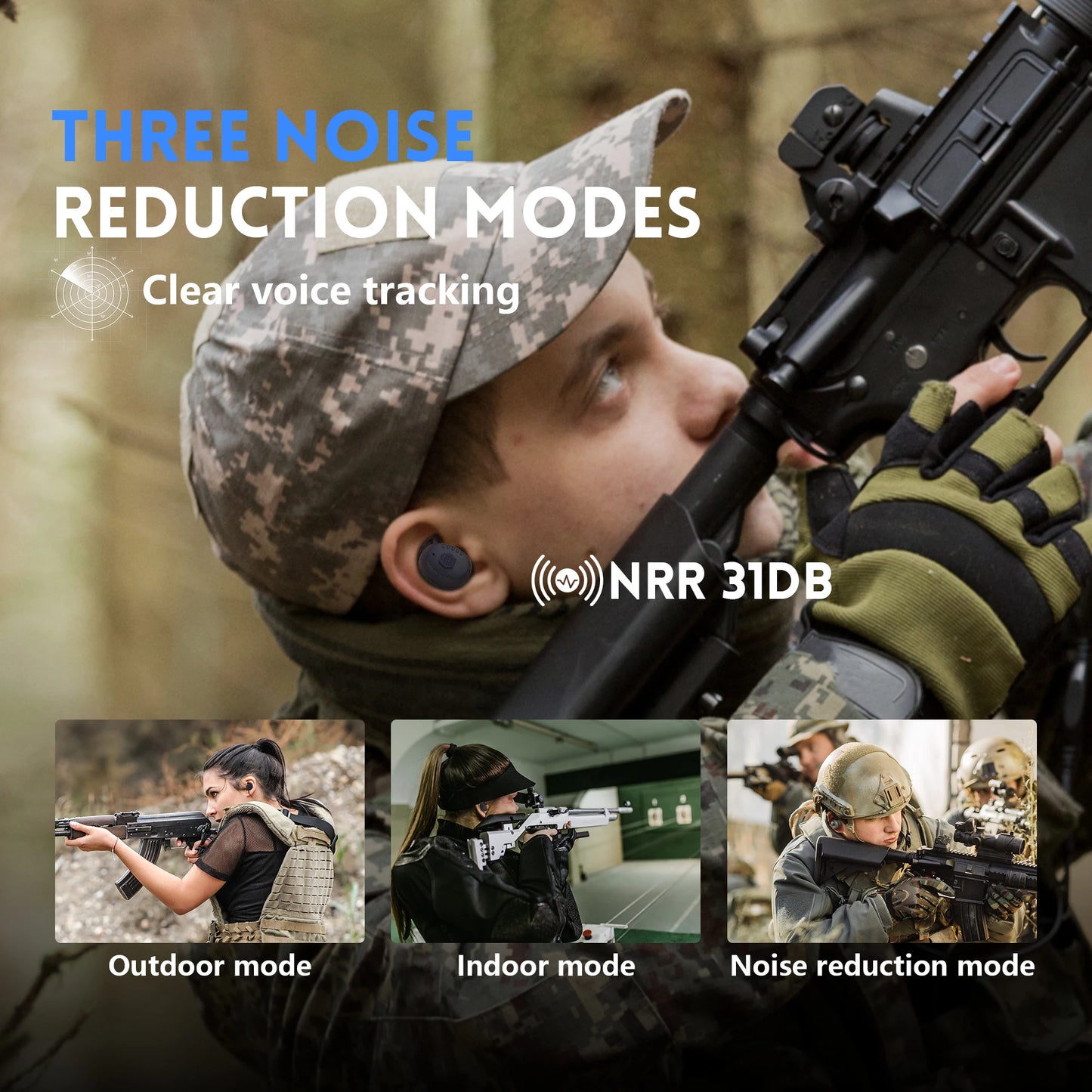 ARM NEXT E30 ear protection, reduce high decibel noise, amplify surrounding earplugs, Bluetooth