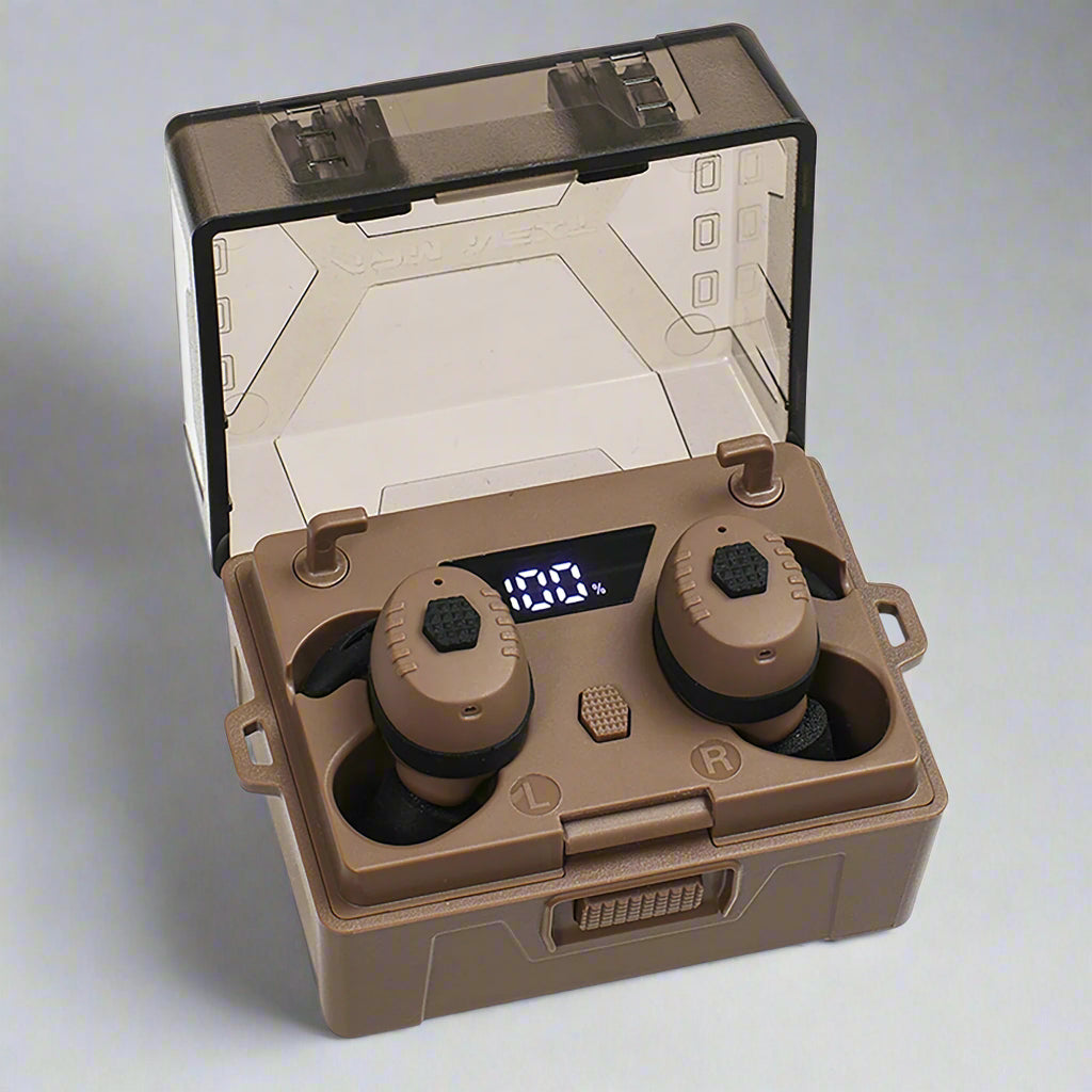 Ear protection reduce high decibel noise amplify surrounding earplugs and Bluetooth