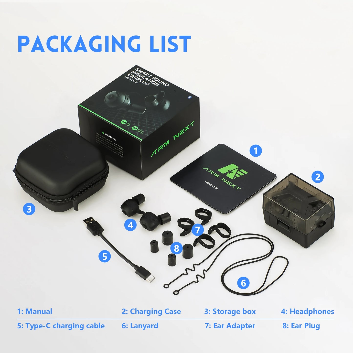 ARM NEXT E30 ear protection, reduce high decibel noise, amplify surrounding earplugs, Bluetooth