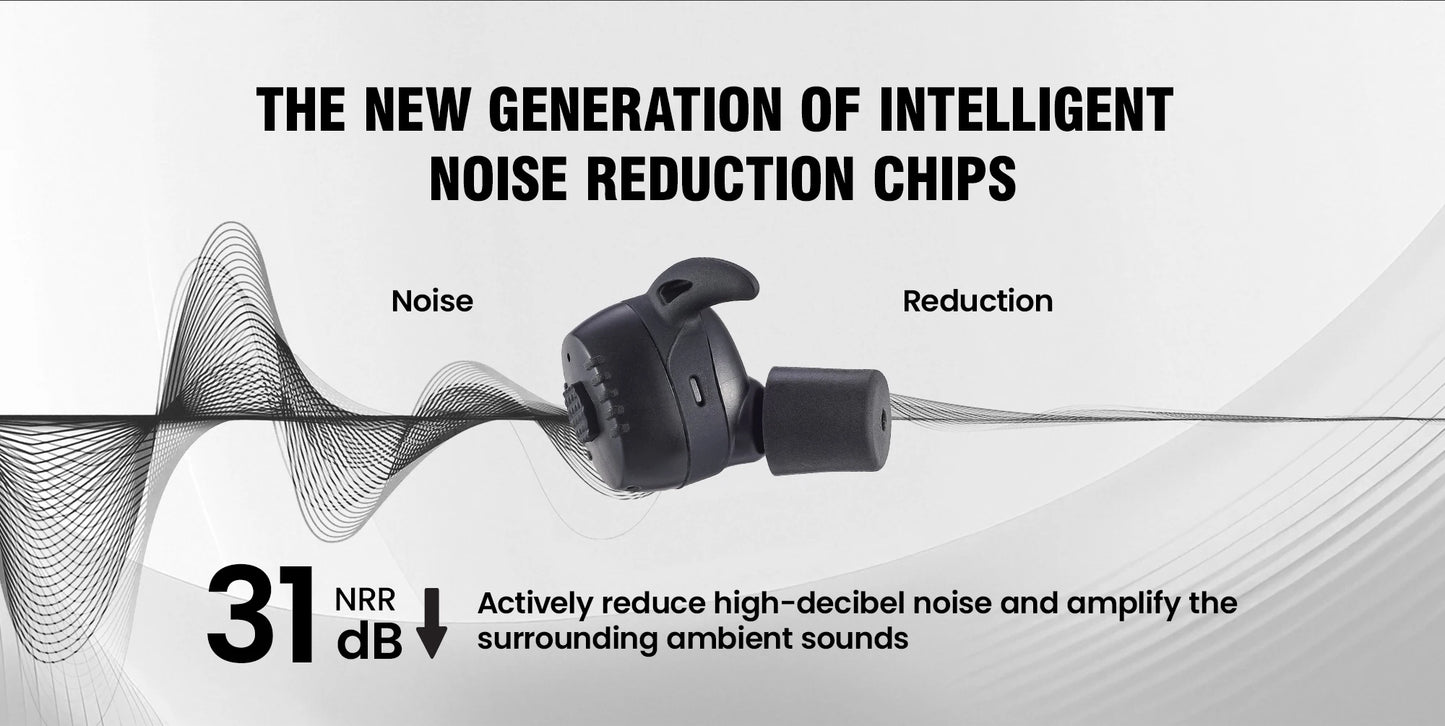 ARM NEXT E30 ear protection, reduce high decibel noise, amplify surrounding earplugs, Bluetooth