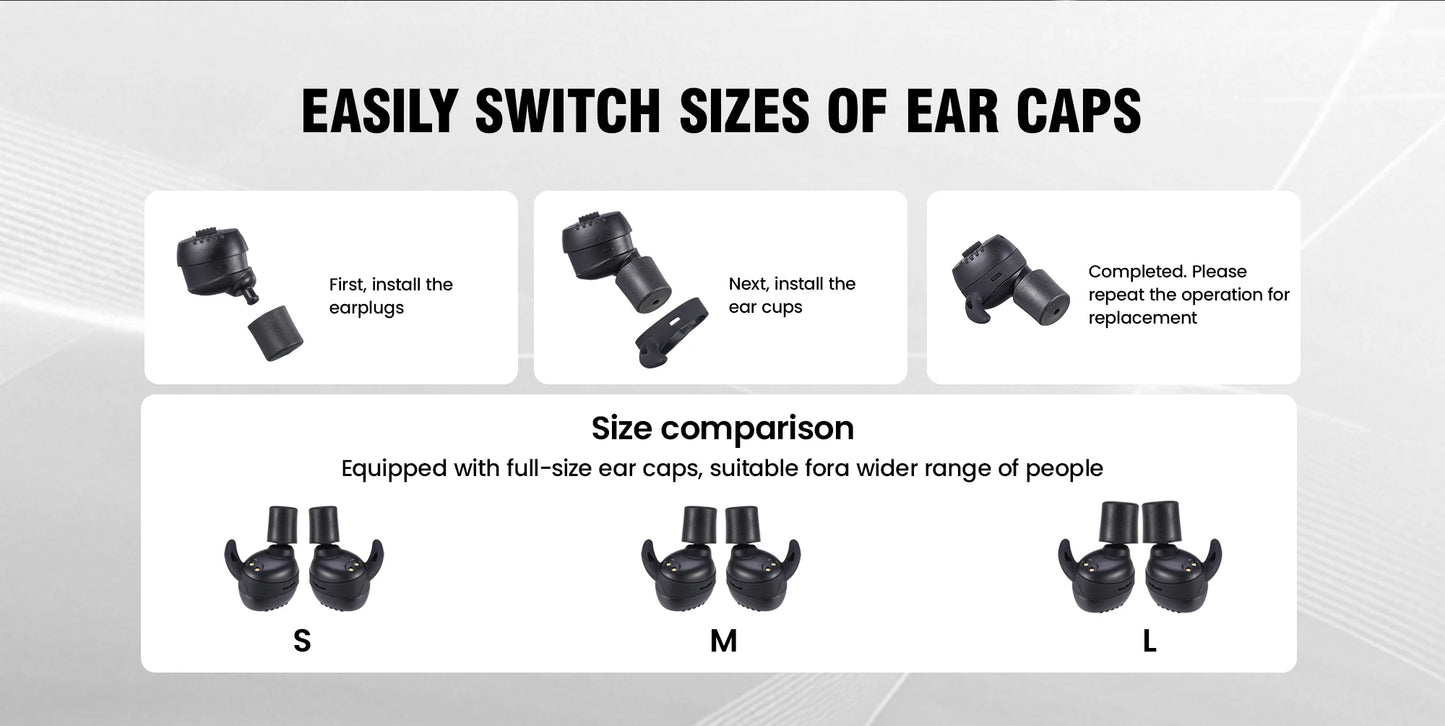 ARM NEXT E30 ear protection, reduce high decibel noise, amplify surrounding earplugs, Bluetooth